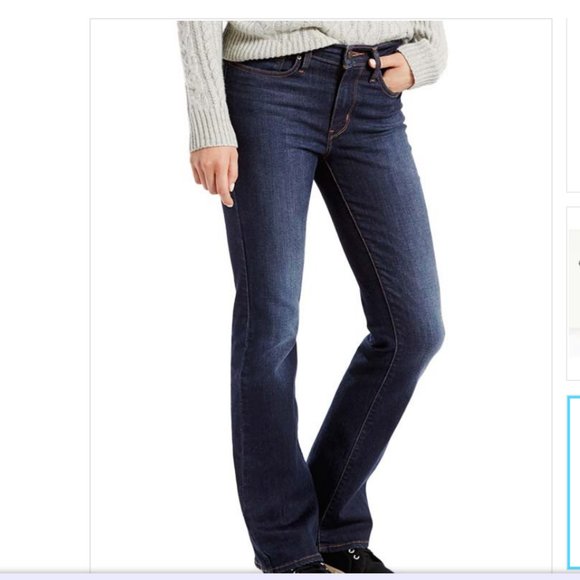 Levi's Midrise Canyon Slimming Bootcut dark wash Jeans 89%Cotton Zip Fly 28 TALL - Picture 3 of 11